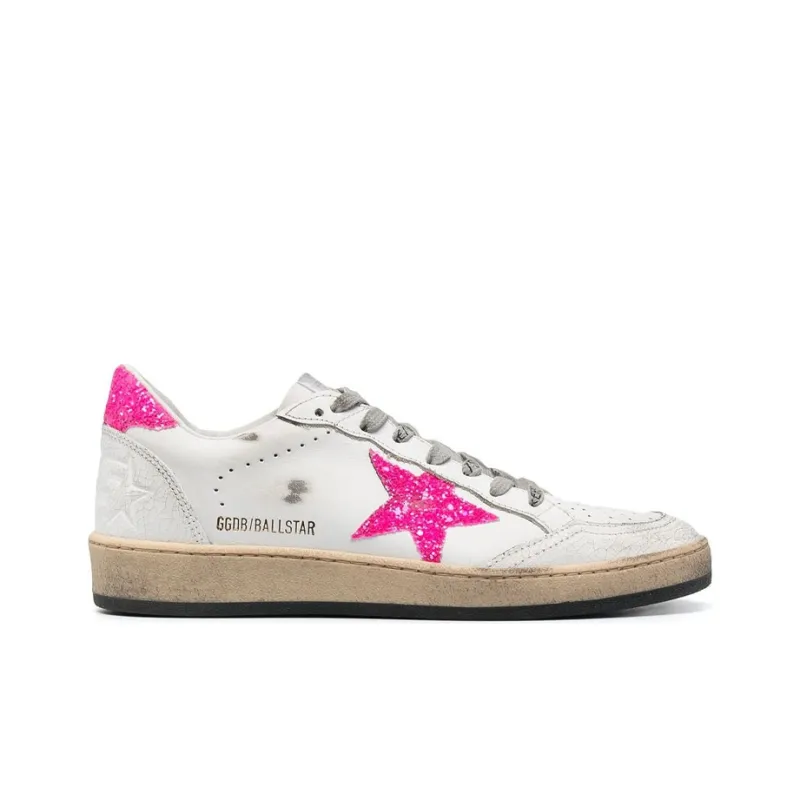 Golden Goose Ball Star Low-Top Stylish Skateboarding Shoes Women's White Pink-1