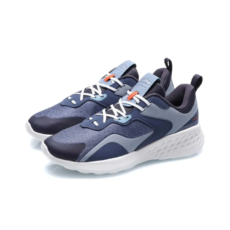 LiNing Cushioning Rebound Low-Top Running Shoes Men's Blue Gray-2