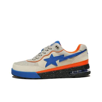 A BATHING APE ROAD STA Low Top Stylish Skateboarding Shoes Women's White Blue Orange