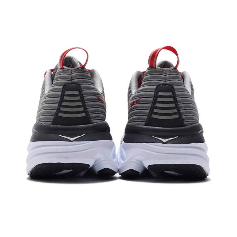 HOKA ONE ONE Bondi 6 Low Top Running Shoes Men's Gray Red-4