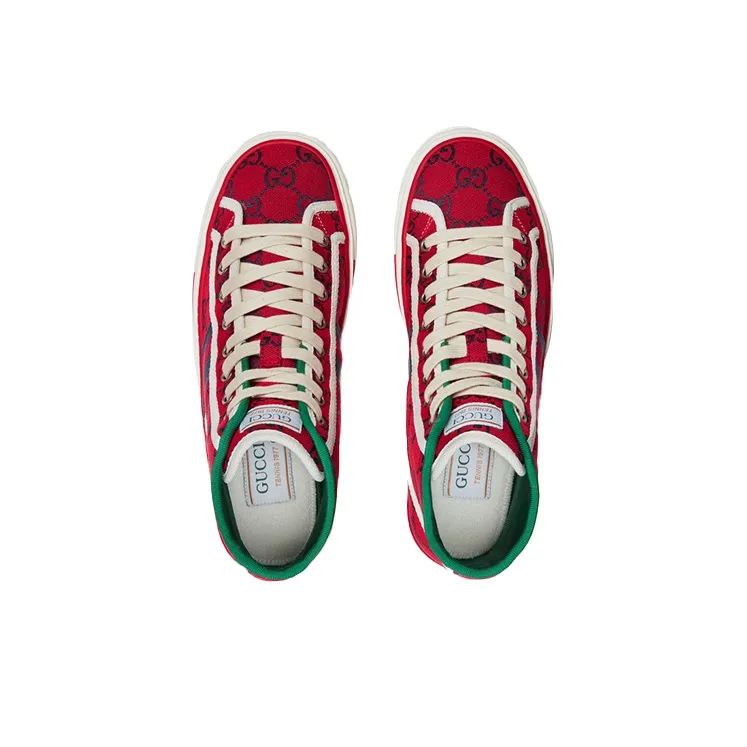 GUCCI Tennis 1977 High Top Stylish Skateboarding Shoes Women's Red-2