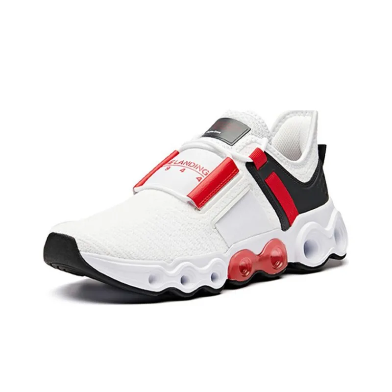 Anta Cushioned Slip-Resistant Abrasion-Resistant Breathable Low-Top Running Shoes Men's White Gray Red-2