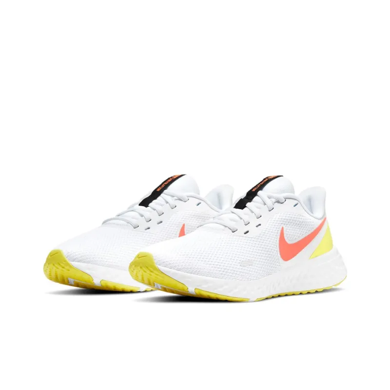 Nike REVOLUTION 5 Cushioning Anti Slip Wear Resistant Breathability Low Top Running Shoes Women's White Pink Yellow-2