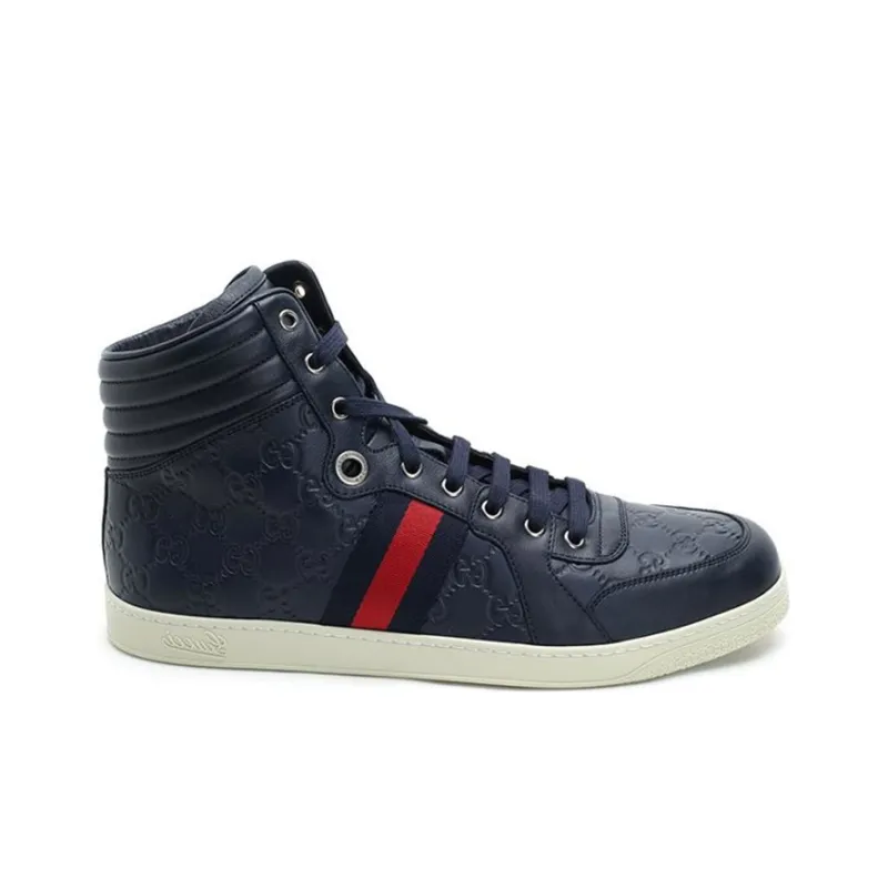 GUCCI GUCCIssima Leather High Top 'Black'-1