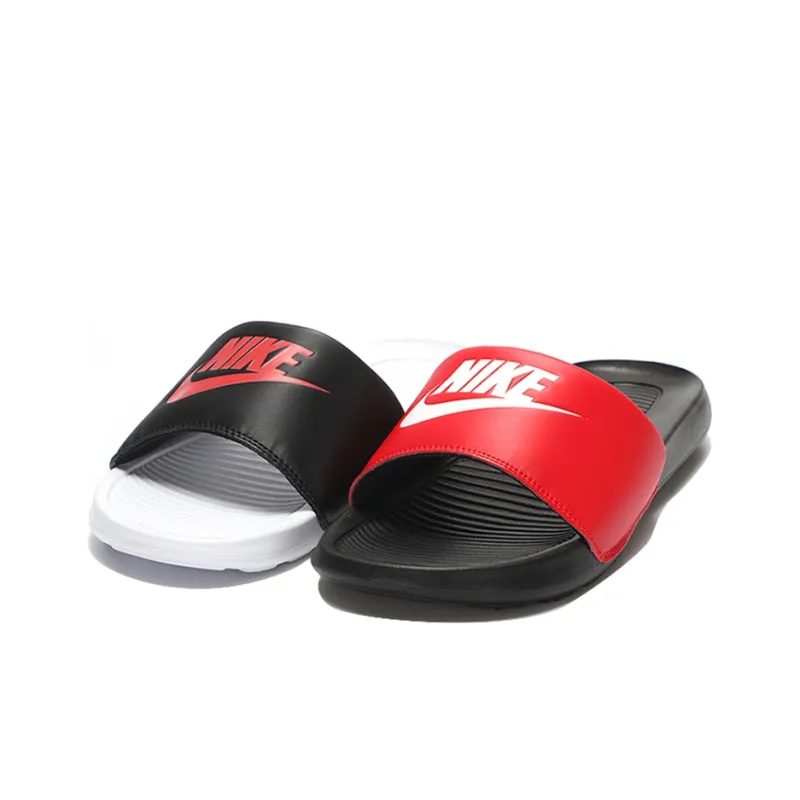 Nike Victori One Slide Mix Cozy Non Slip Sports Black Red Sandals 'Red Black'-2