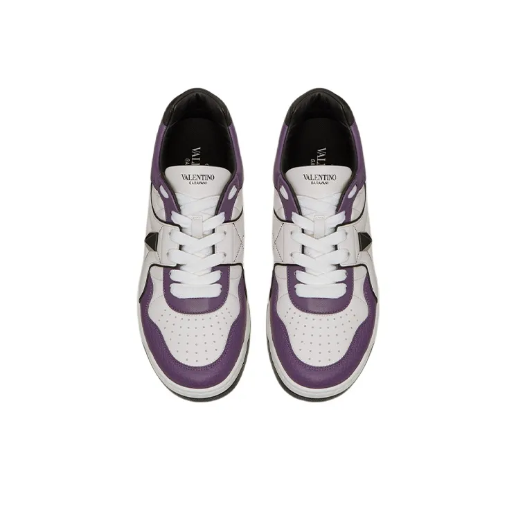 Valentino One Stud Low-Top White Purple Black-3