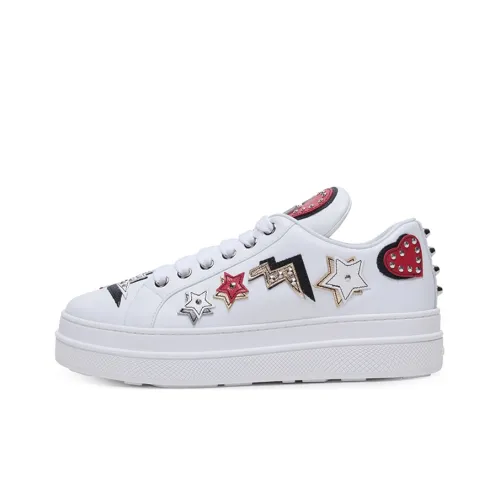 PRADA Women's Robot Leather Platform 'Heart Patches'