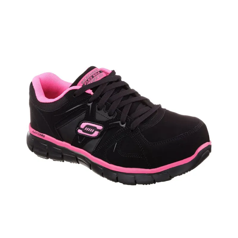 Skechers Synergy Cushioned Slip-Resistant Low-Top Running Shoes Women's Black Pink-2