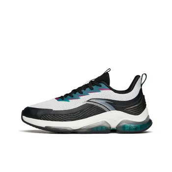 Anta Cushioned Slip Resistant Abrasion Resistant Low Top Running Shoes Men's Black White Green