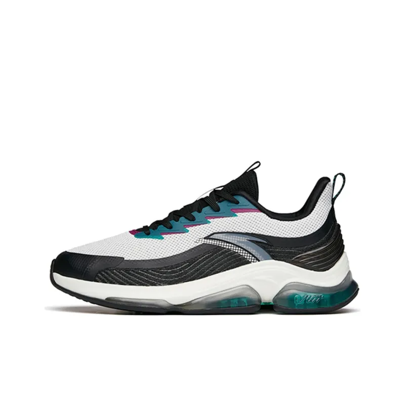 Anta Cushioned Slip-Resistant Abrasion-Resistant Low-Top Running Shoes Men's Black White Green-0