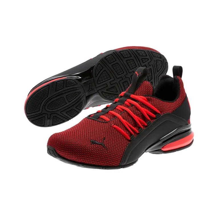 PUMA Axelion Wide Cushioning Low-Top Running Shoes Men's Red Black-4