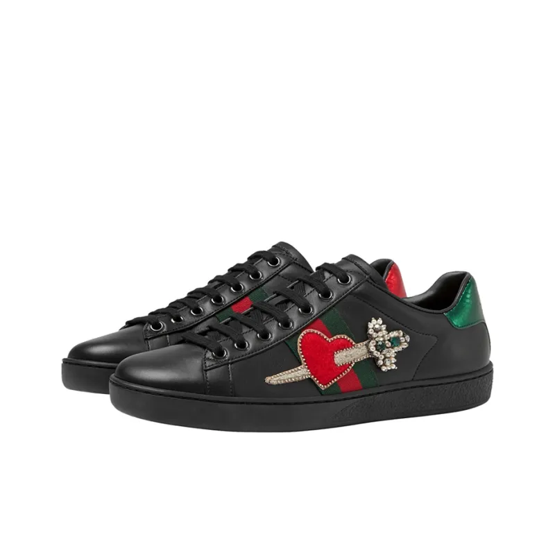 GUCCI ACE Stylish Skateboarding Shoes Women's Black-2