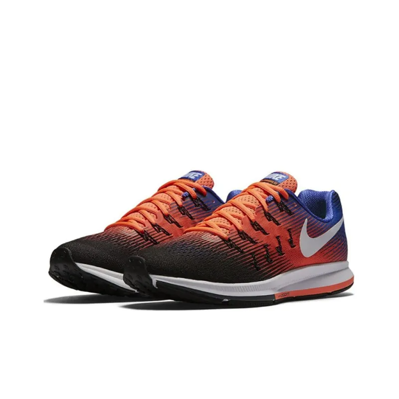 Nike Pegasus 33 Running Shoes Men Low Top Black/Orange-2