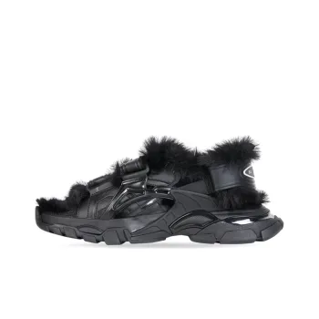 Balenciaga Track Sandal Fake Fur Black Women's