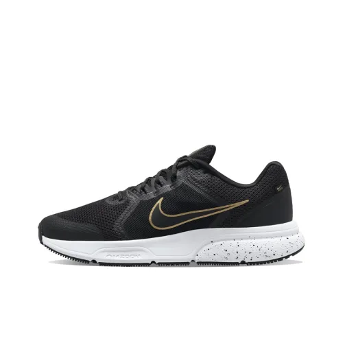 Nike Zoom Span 4 Running Shoes Men Low-Top Black/White/Gold