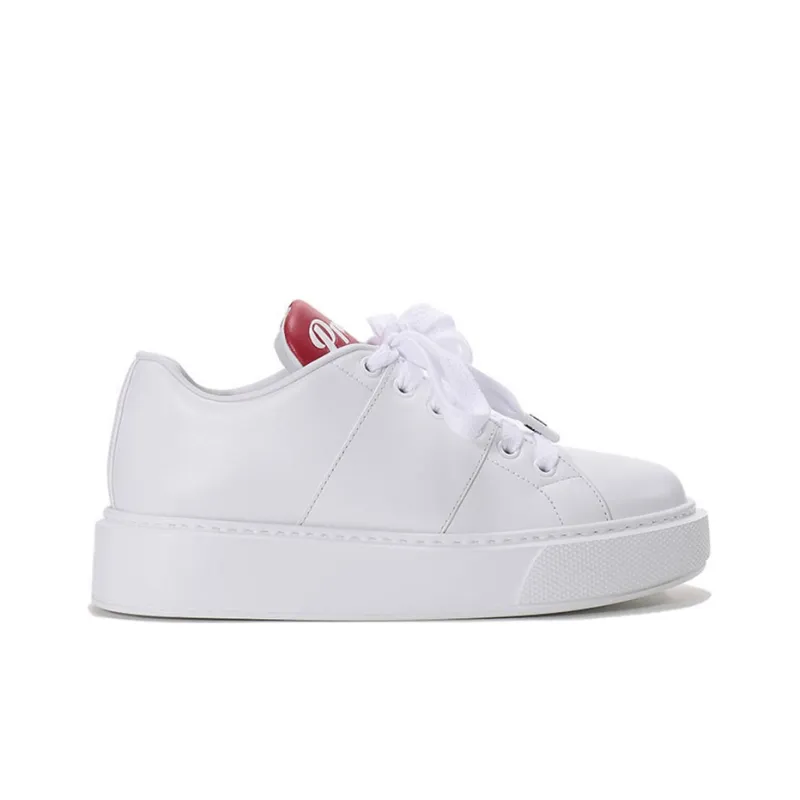 PRADA Leather Platform Sneakers 'White With Red Tongue' Women's-1