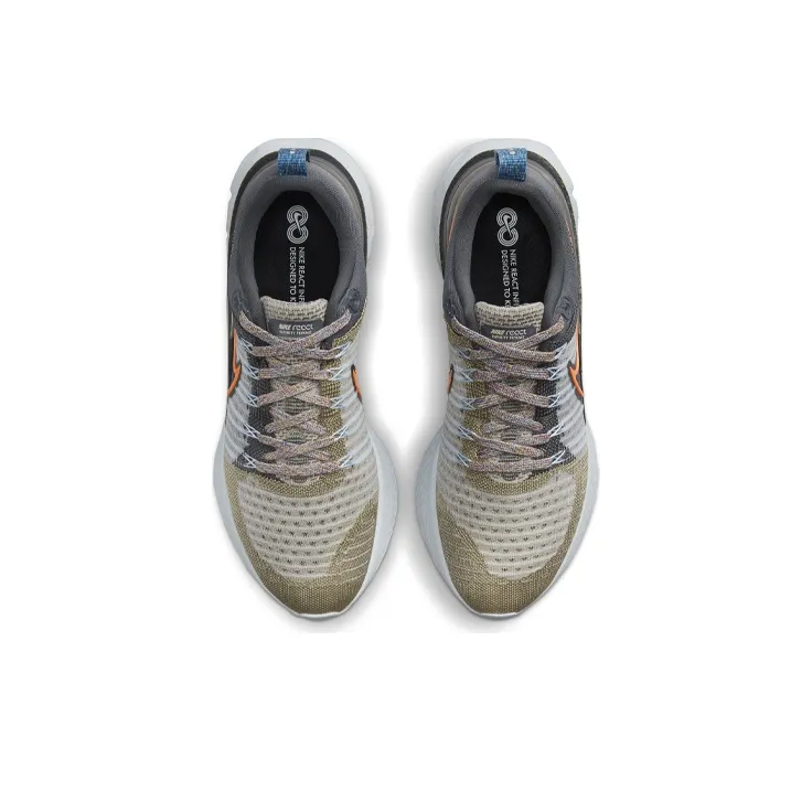 Nike React Infinity Run Flyknit 2 Light Bone Grey Orange-3