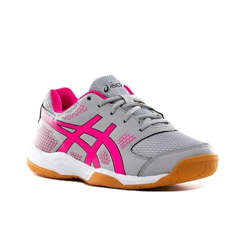 Asics Gel-Rocket 8 8 Wear-Resistant Low-Top Running Shoes Unisex Gray Pink-1