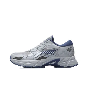 LiNing Shock Absorbing, Non Slip, Wear Resistant, Breathable And Lightweight Low Top Running Shoes Unisex Gray Blue