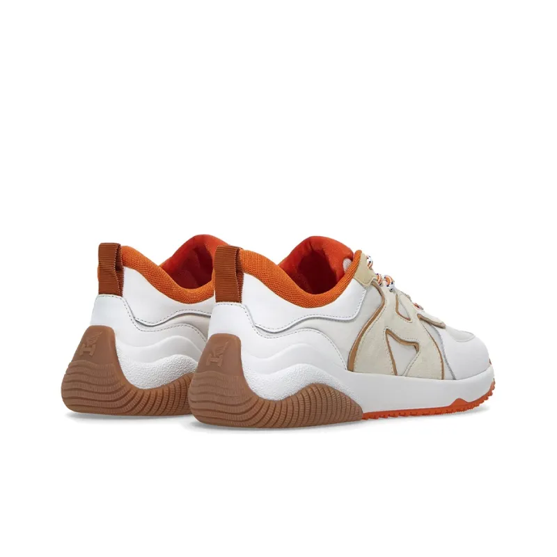 HOGAN H597 Cushioning Anti Slip And Wear Resistant Low Top Casual Shoes Women's White Orange-3