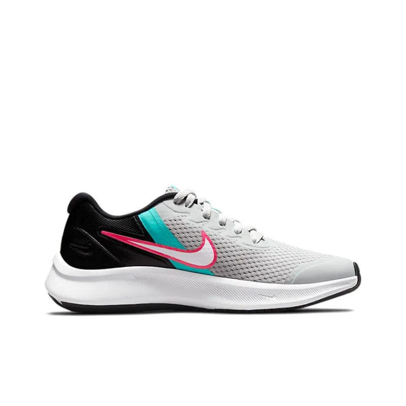Nike Star Runner 3 Cushioning Anti Slip Wear Resistant Breathability Low Top Running Shoes GS Gray Black Pink-1