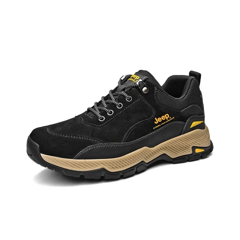 Jeep Hiking / Trekking Shoes Men Low Top Black/Sand Yellow-1