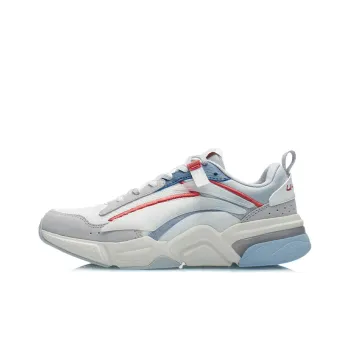 LiNing Cushioned Slip Resistant Low Top Running Shoes Women's Gray White