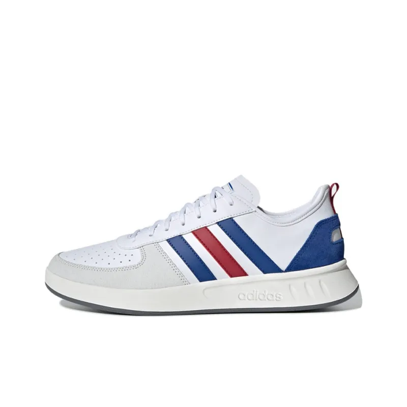 Adidas Court80s Cushioning Slip Resistant Low Top Tennis Shoes Men's White Blue Red-0