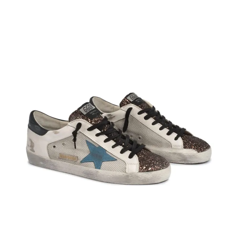 Golden Goose Super Star Stylish Skateboarding Shoes Men's White Blue Distressed Style-2