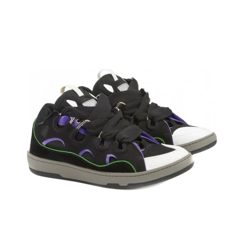 Lanvin Leather Curb Black Purple-2