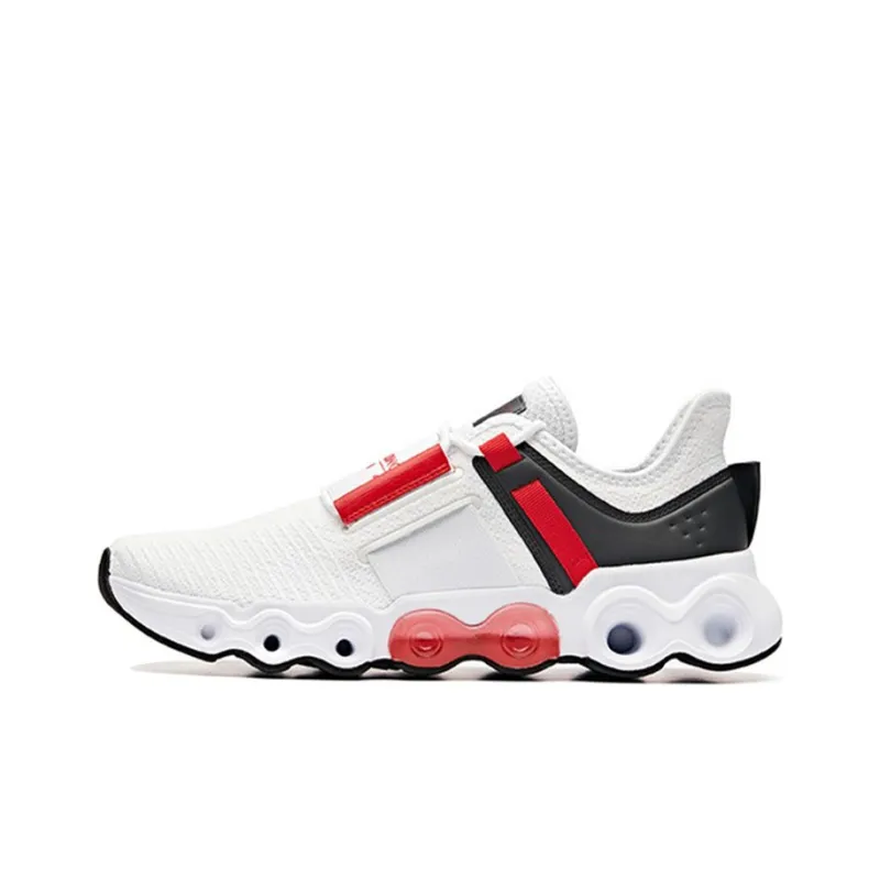 Anta Cushioned Slip-Resistant Abrasion-Resistant Breathable Low-Top Running Shoes Men's White Gray Red-0