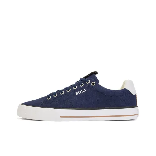 HUGO BOSS Canvas Shoes Men Low-Top Dark Blue