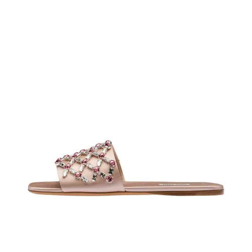 MIU MIU Slide Slippers Women's Nude Pink