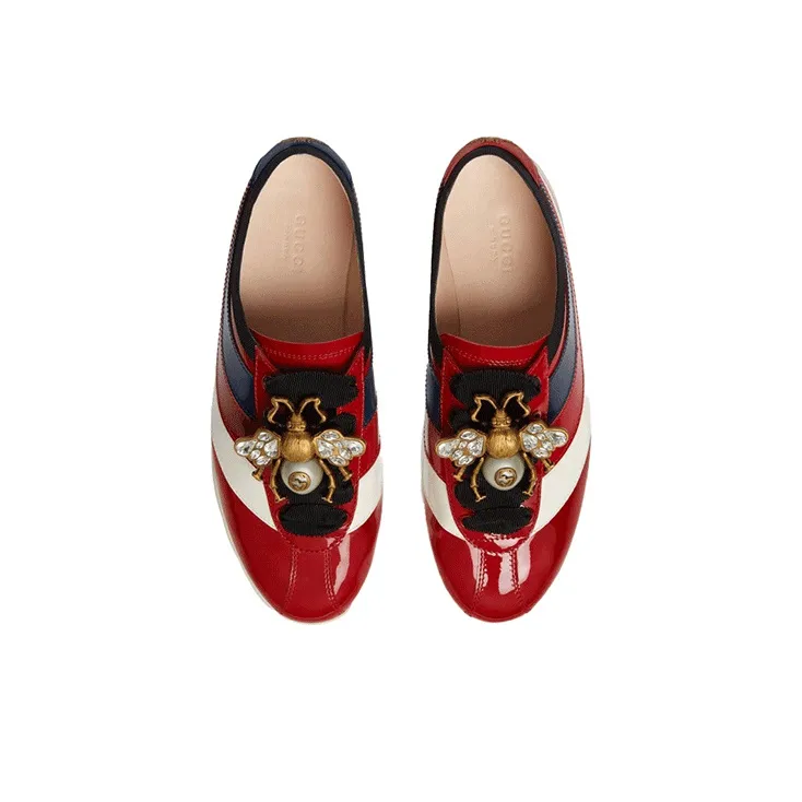 GUCCI Falacer Patent Leather Sneaker Red Vernice Crystal Women's-2
