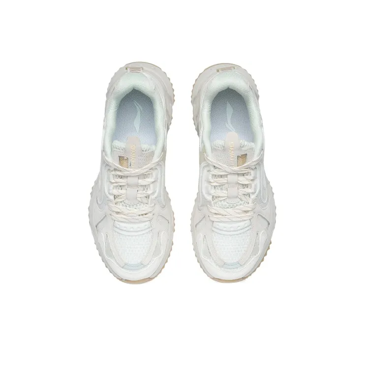LiNing Pick Up The Light Pick Up Light Cushioning Anti Slip And Wear Resistant Low Top Running Shoes Women's Mist White-3