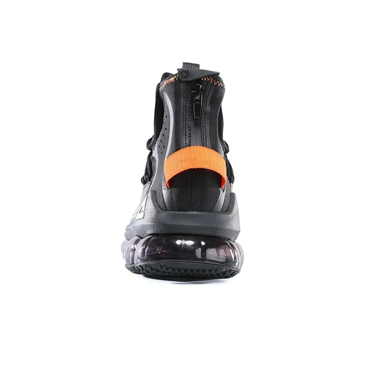 PEAK Air Cushion Cushioning Cushioning Anti Slip Wear Resistant Breathability High Top Running Shoes Men's Black Orange-2