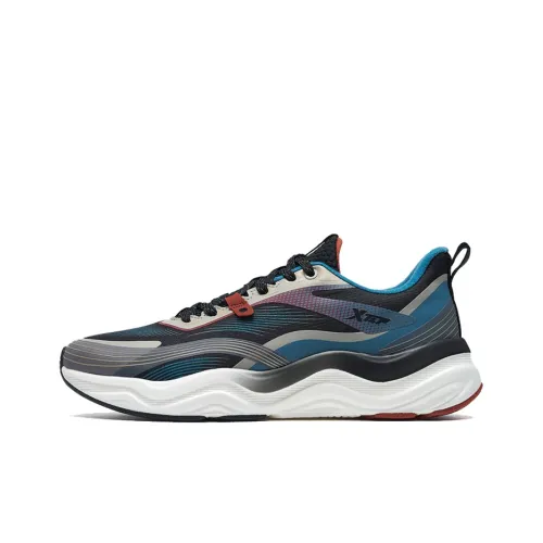 XTEP Cushioning Anti Slip And Wear Resistant Rebound Low Top Running Shoes Men's Black Blue