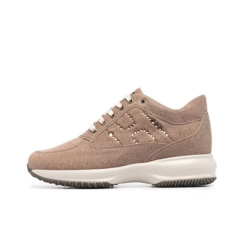 HOGAN Interactive Cushioning Anti-Slip And Wear-Resistant Low-Top Running Shoes Women's Light Brown