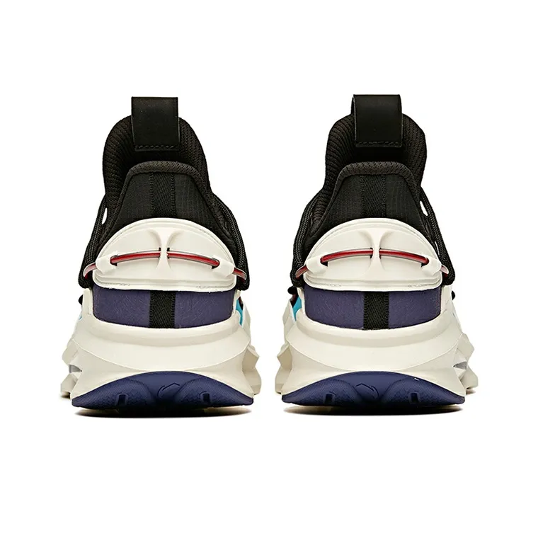 Anta Running Collection Anti-Slip Wear-Resistant Low-Top Running Shoes Black White Blue-3