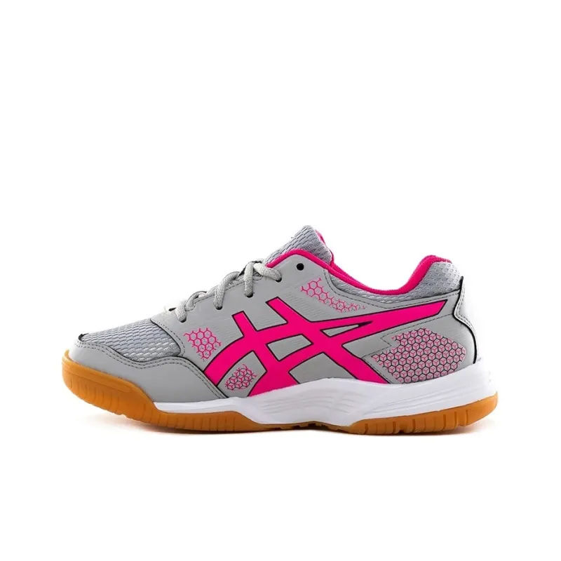Asics Gel-Rocket 8 8 Wear-Resistant Low-Top Running Shoes Unisex Gray Pink-0