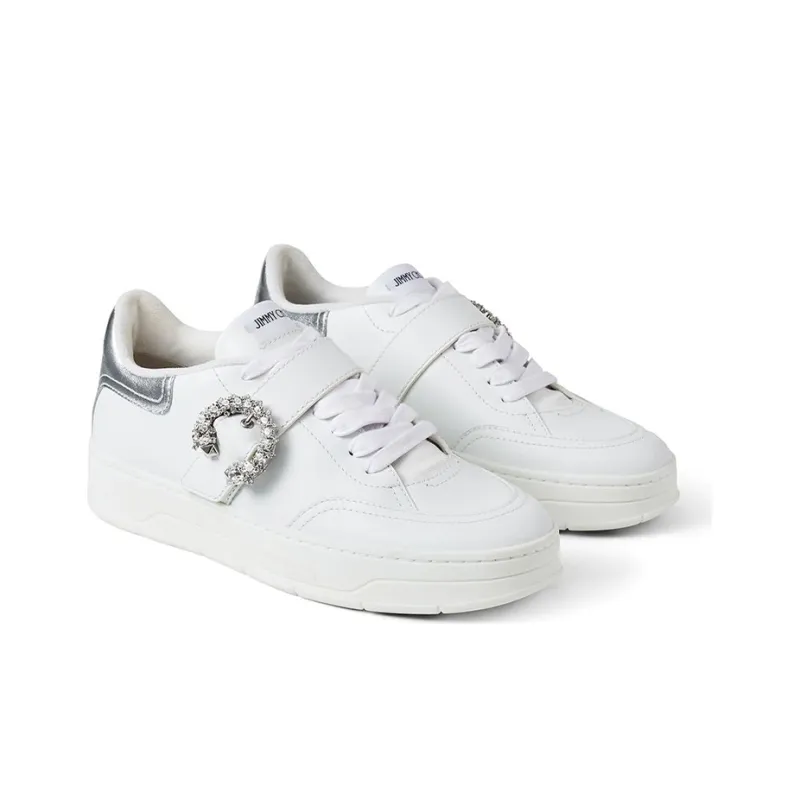 Jimmy Choo Osaka Lace Up Low Top Stylish Skateboarding Shoes Women's White-2