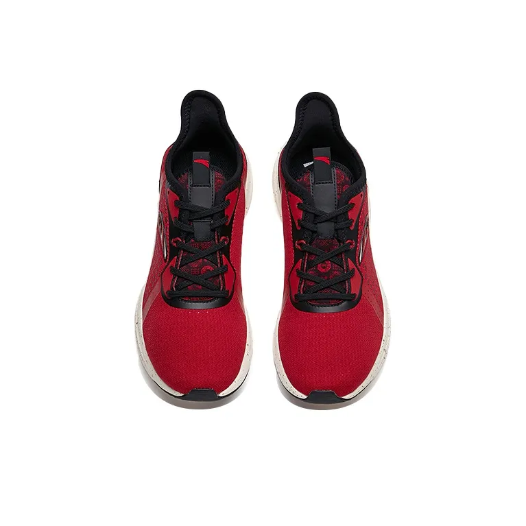 Anta Running Collection Abrasion Resistant Breathable Low Top Running Shoes Men's Black Red-2