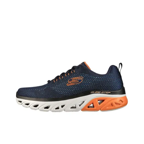 Skechers Glide-step Sport Running Shoes Men Low-Top Marine Blue/Orange