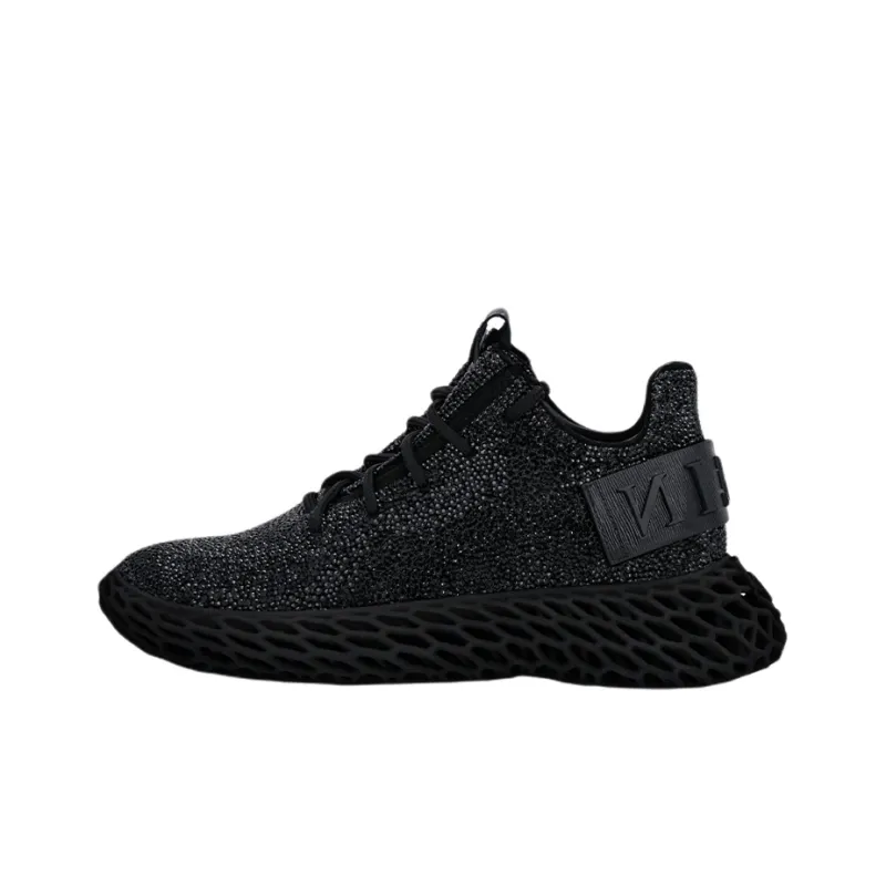 PHILIPP PLEIN Crystal-embellished Leather Sneakers-0