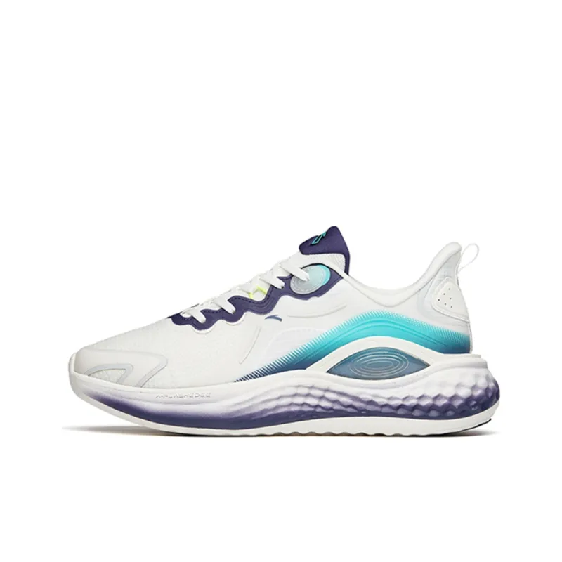 Anta Running Collection Cushioning Anti Slip Wear Resistant Breathability Low Top Running Shoes Men's White Purple-0