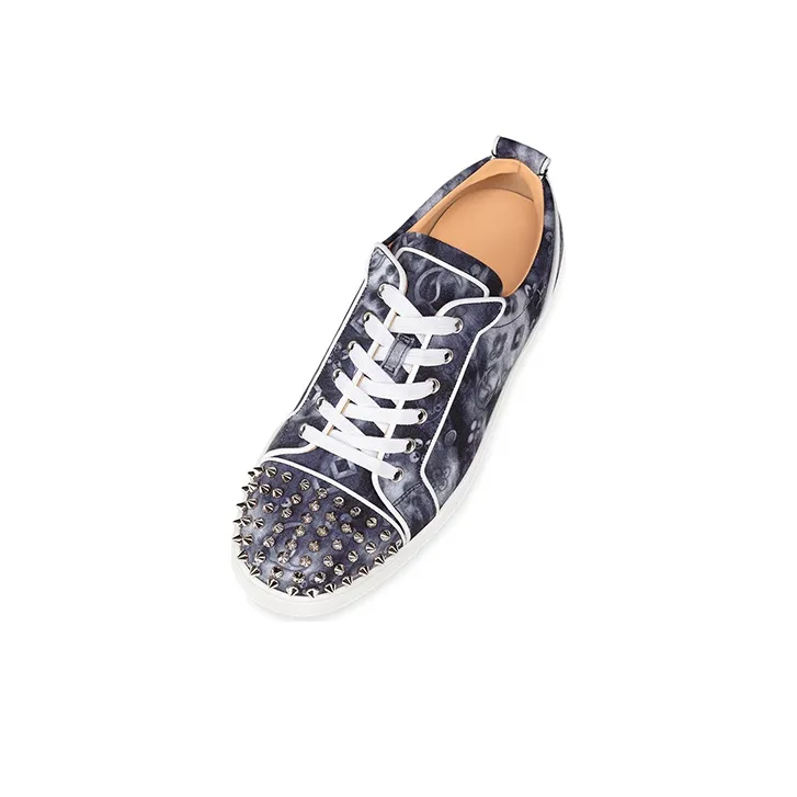 Christian Louboutin Junior Spikes Orlato Flat Silver Multi-2