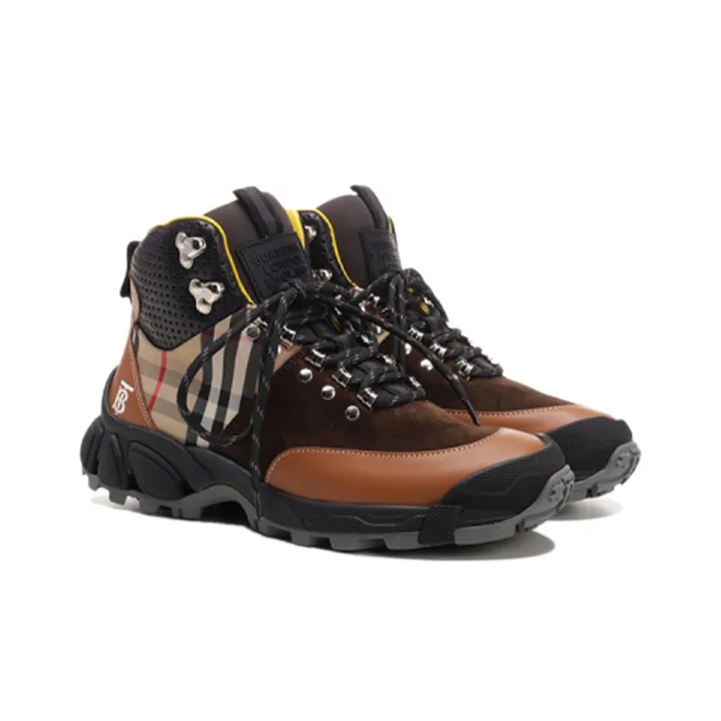 Burberry Wear Resistant High Top Trekking Shoes Women's Brown-2