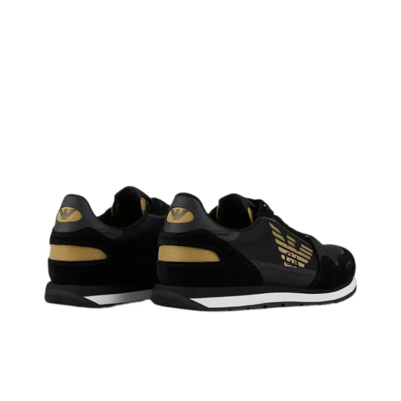EMPORIO ARMANI Cushioning Anti-Slip And Wear-Resistant Low-Top Casual Shoes Men's Black Yellow-2