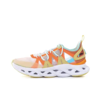 LiNing Curved Anti Slip Wear Resistant Low Top Running Shoes Women's White Orange