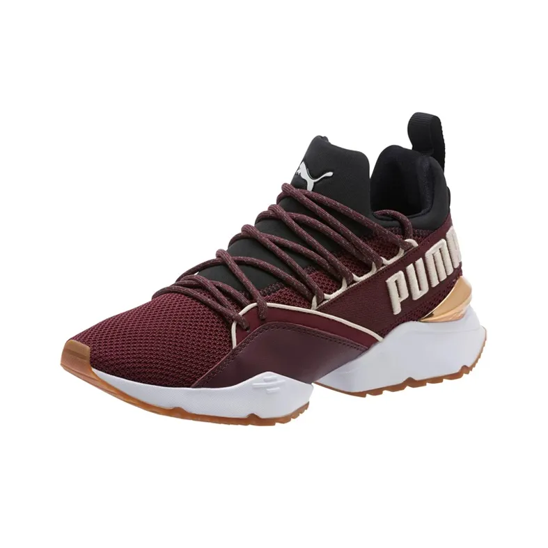 PUMA Muse Maia Smet Cushioning Anti-Slip Wear-Resistant Breathability Low-Top Athletic Shoes Women's Red Black-2
